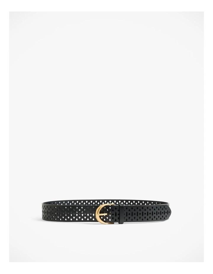 Laser-cut Jeans Belt in Black