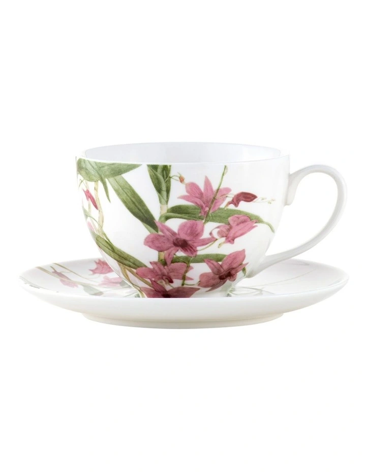 Royal Botanic Gardens Australian Orchids Cup & Saucer 240ml in Pink