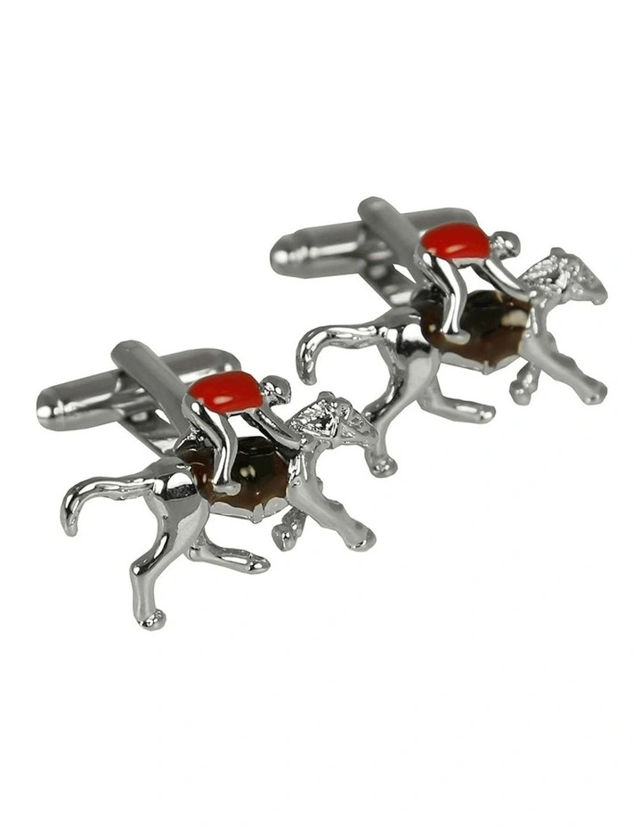 Horse & Rider Cufflink in Silver