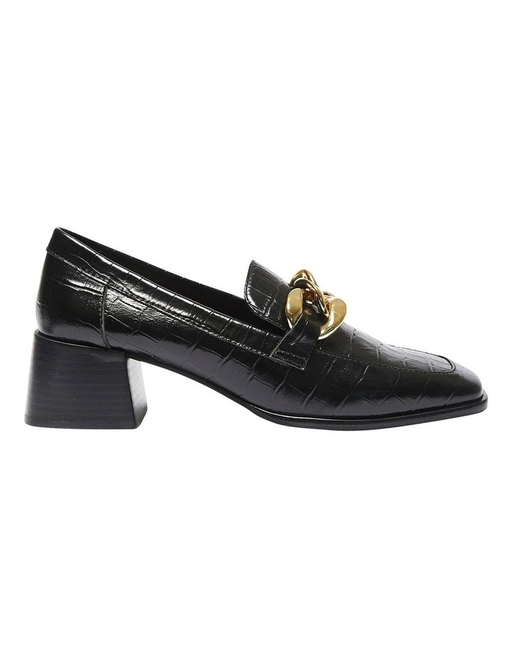 Fancy Black Croc Heeled Shoes