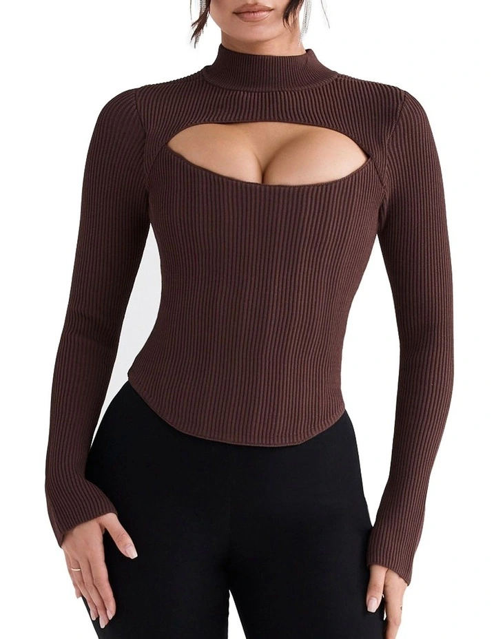 Georgina Knitted Corset in Cocoa