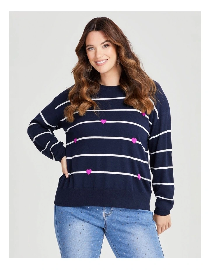 Jumper in Navy/Off White