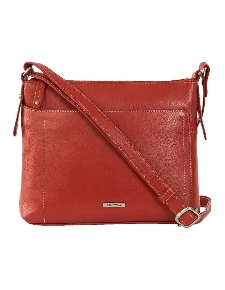 Tracks Leather Crossbody in Orange