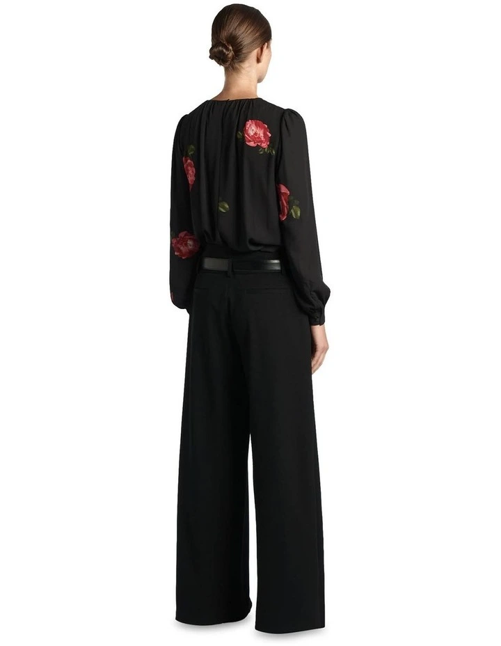 Rose Long Sleeve Blouse in Black