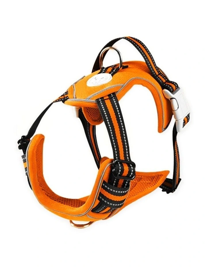 No Pull Dog Reflective Harness Vest Adjustable Belt Large Size in Orange