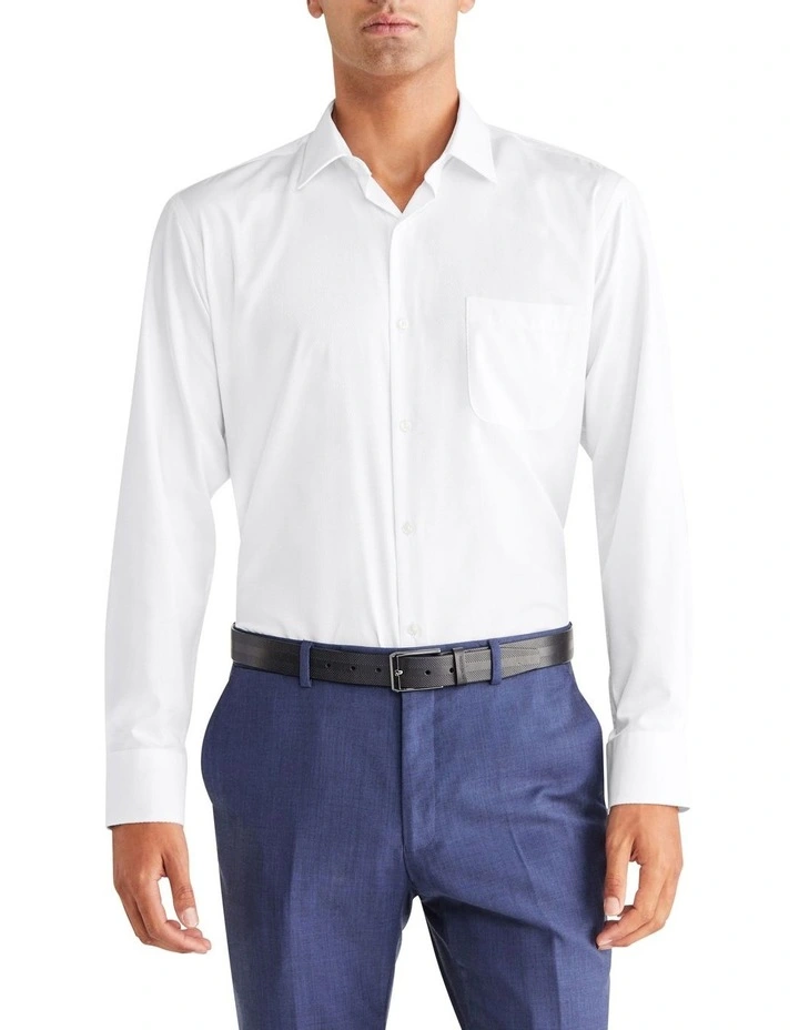 Classic Long Sleeves Shirt 1 Col Dobby in White