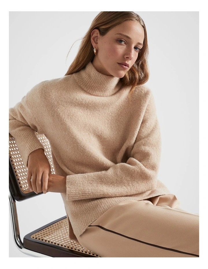 Mini Boucle Side Split Knit in Champagne Twist
