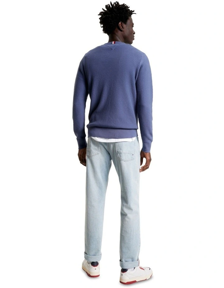 Rectangular Structure Crew Neck Knit in Blue