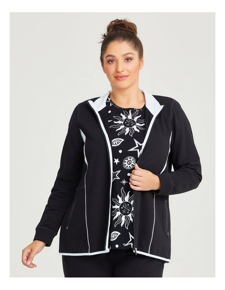 Active Spliced Zip Jacket in Black