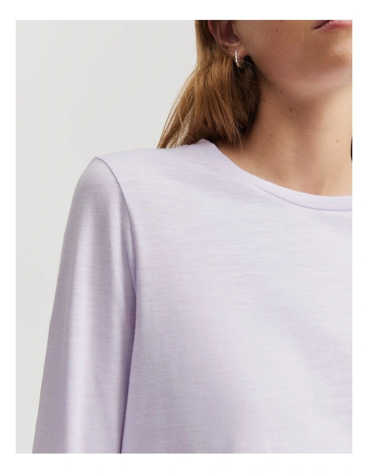 Australian Cotton Long Sleeve Slub T-shirt in Lilac