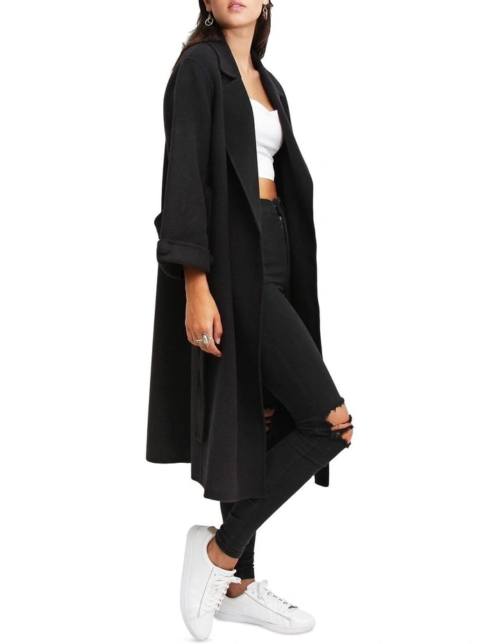 Stay Wild Black Wool Oversized Coat