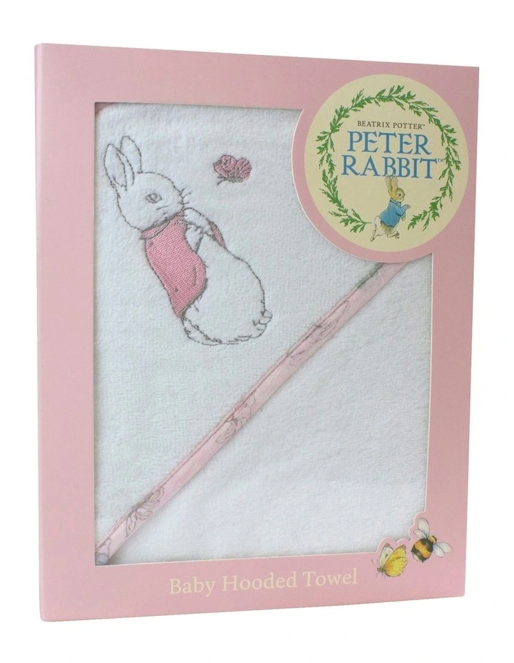 Hop Little Rabbit Hooded Towel in Pink