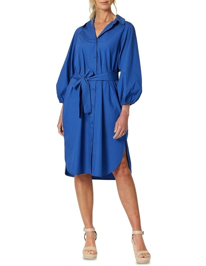 Alexis Poplin Dress in Blue