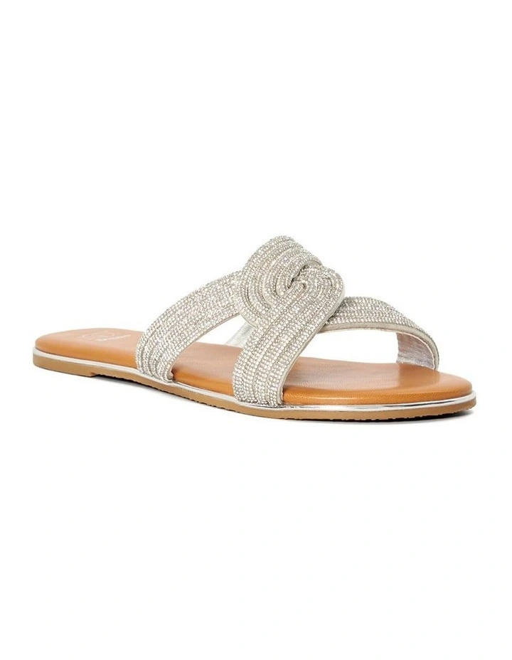 Lovey Flat Sandal in Silver