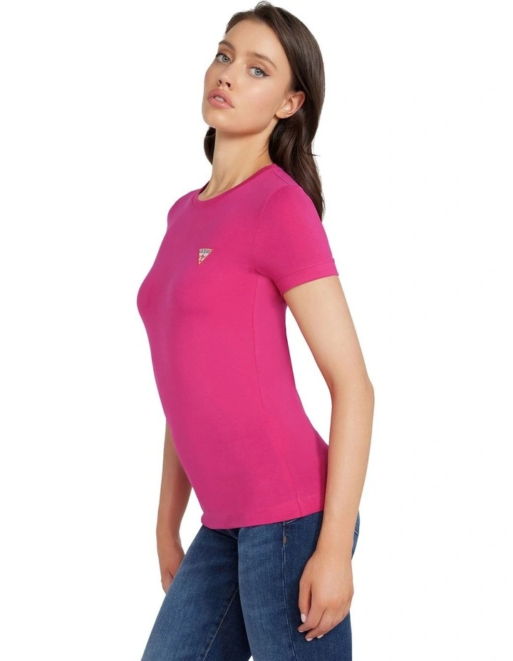 Short Sleeve Crew Neck Mini Triangle Tee in Pink Punch