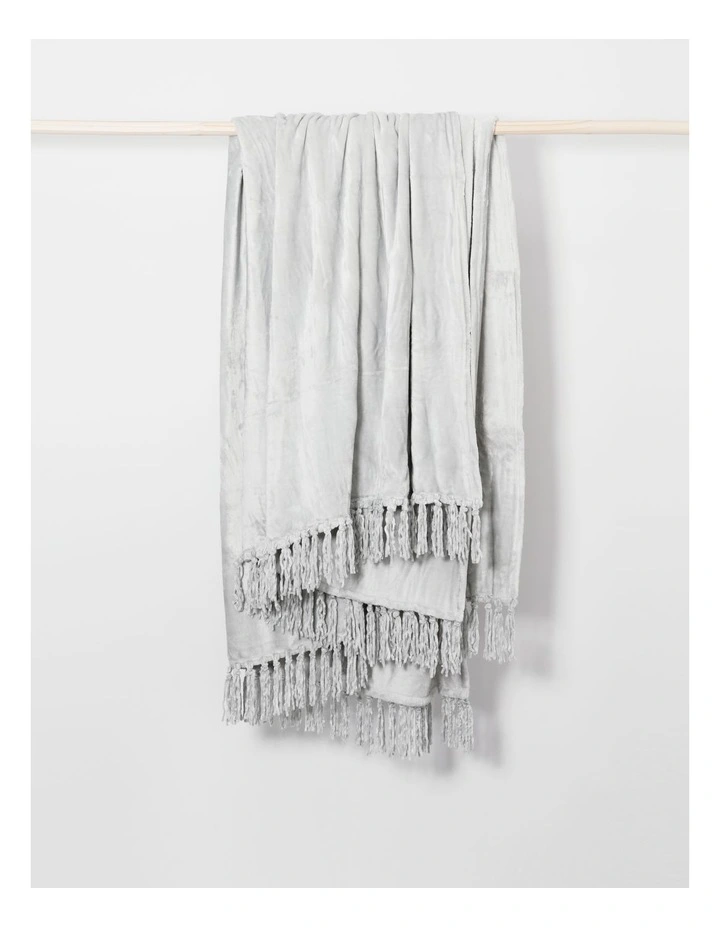 Chenille Fringe Blanket in Grey