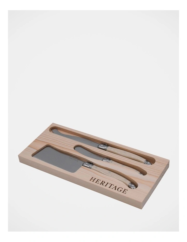 Laguiole Sophistique Cheese Knife Set 3 Piece in Ivory