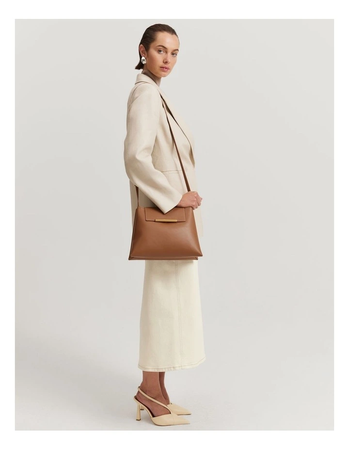 Folded Detail Crossbody Sling Bag in Tan