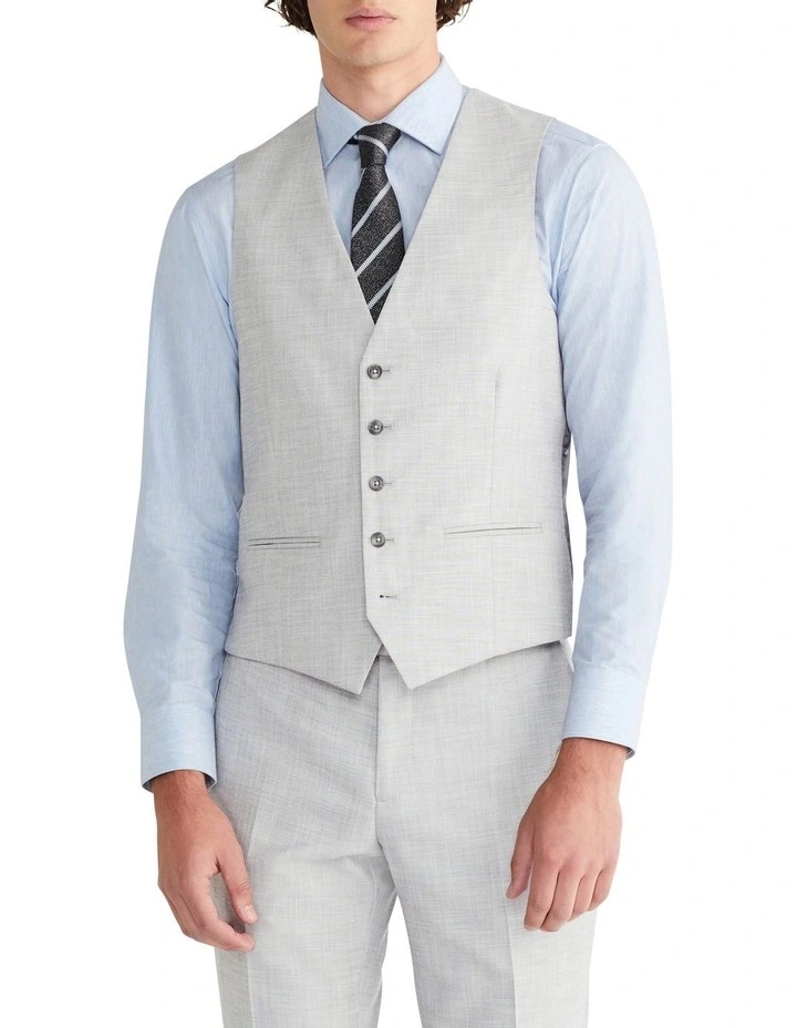 Sharkskin Slim Suit Vest in Plain Grey