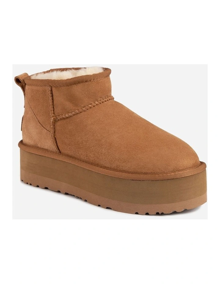 Classic Platform Ultra Mini Boots in Chestnut