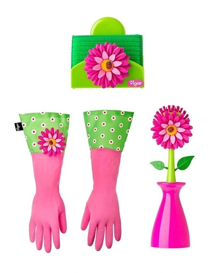 Cleaning Set 5 Piece in Pink/Green