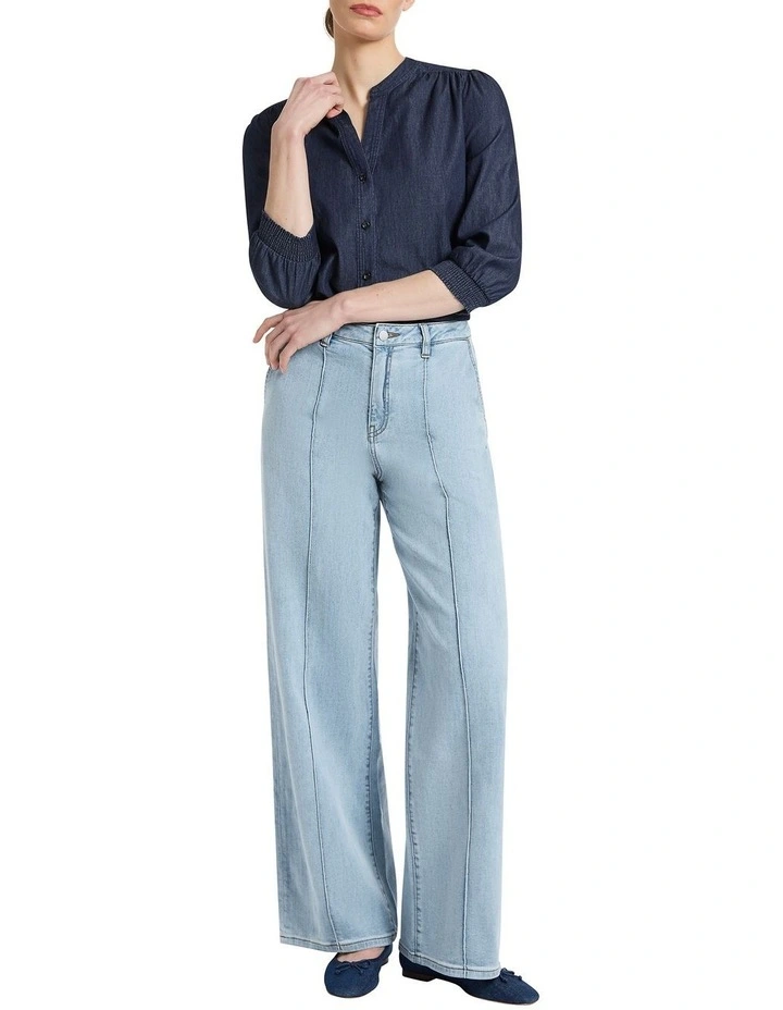 Fioretta Chambray Blouse Top in Chambray