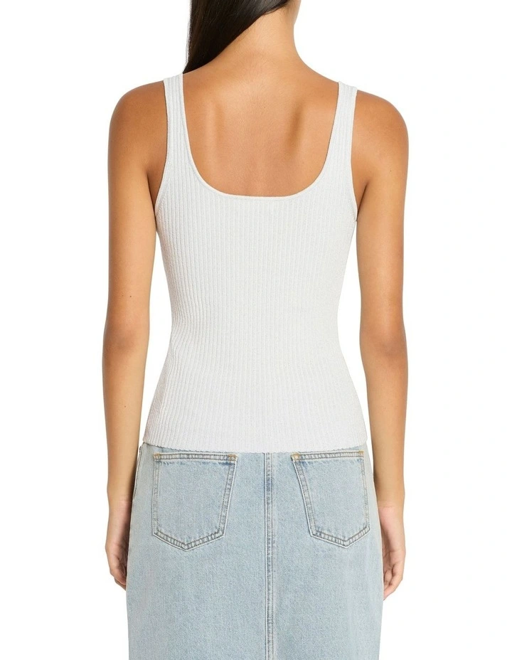 Royale Sparkle Rib Knit Tank in Silver