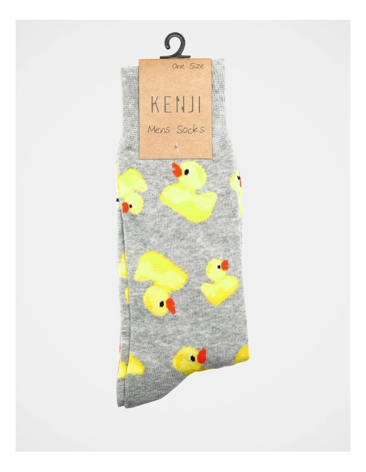 Rubber Ducky Crew Length Socks in Grey