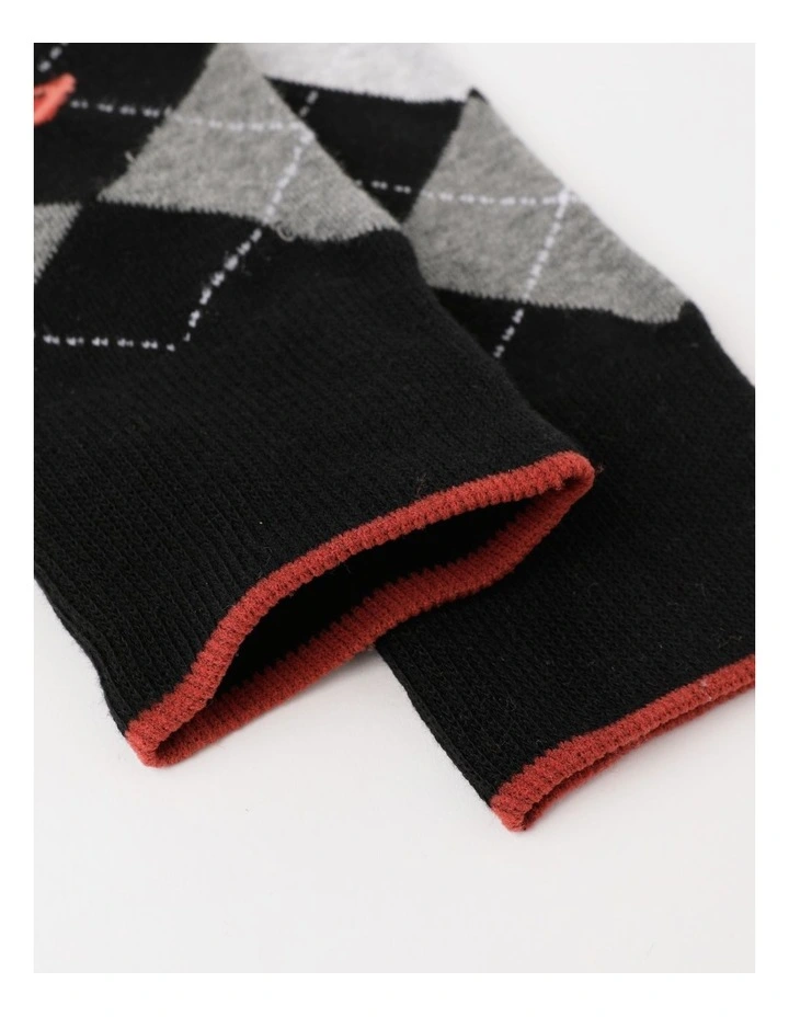 Argyle Flamingo Socks in Black