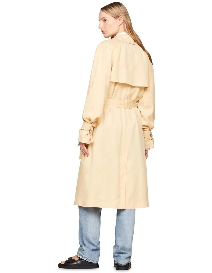 Double Breasted Relaxed Trench Coat in Beige