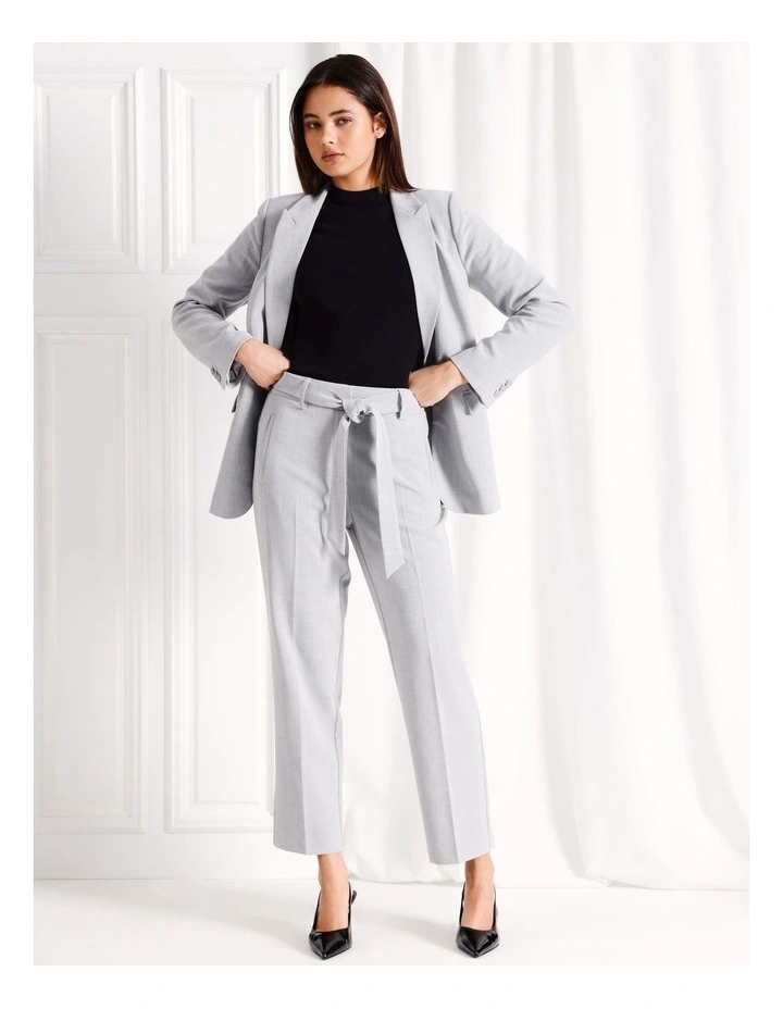 Tie Waist Straight Leg Pant in Grey