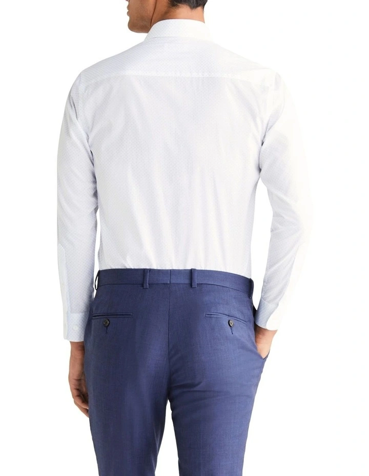 Slim 1 Col Dot Print Shirt in Sky