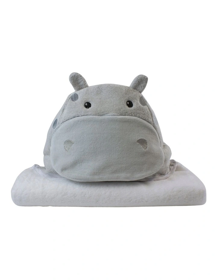 Zoo Animals Hippo Novelty Towel in Grey