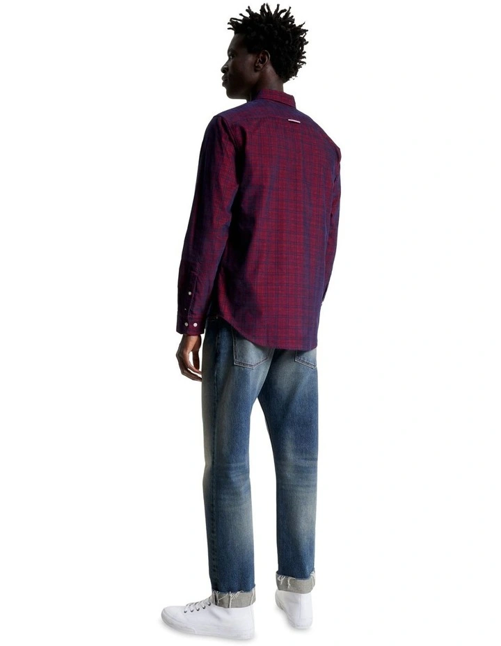 Small Corduroy Tartan Long Sleeve Shirt in Red