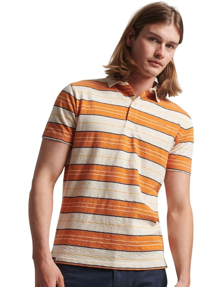 Jersey Stripe Polo Shirt in Oatmeal Stripe