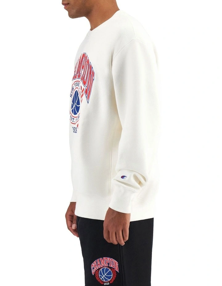 Reverse Weave Field Basketball Crew in White Ferrari