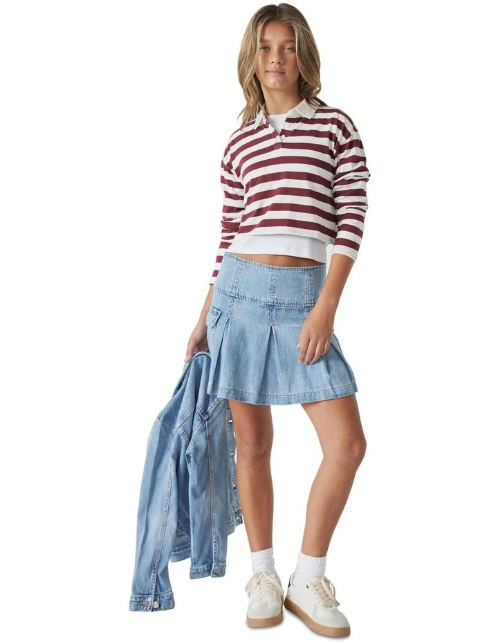 Abbie Rugby Long Tee in Burgundy