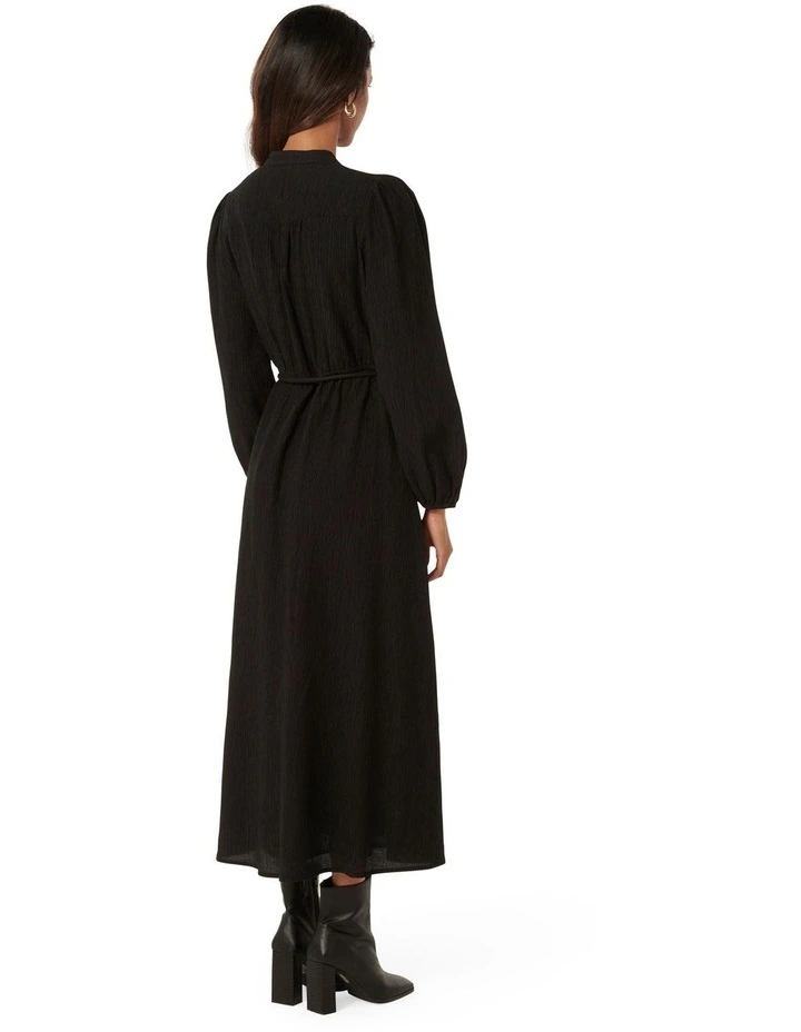 Joanne Long Sleeve Midi Dress in Black