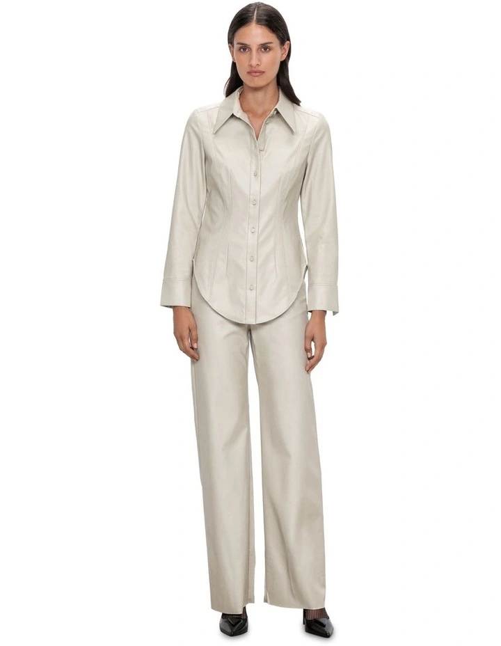 Faux Leather Pant in Stone