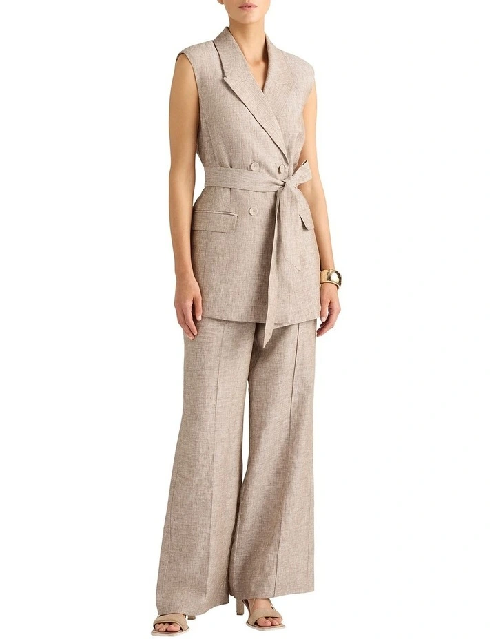 Marta Sleeveless Jacket in Cedar Slub