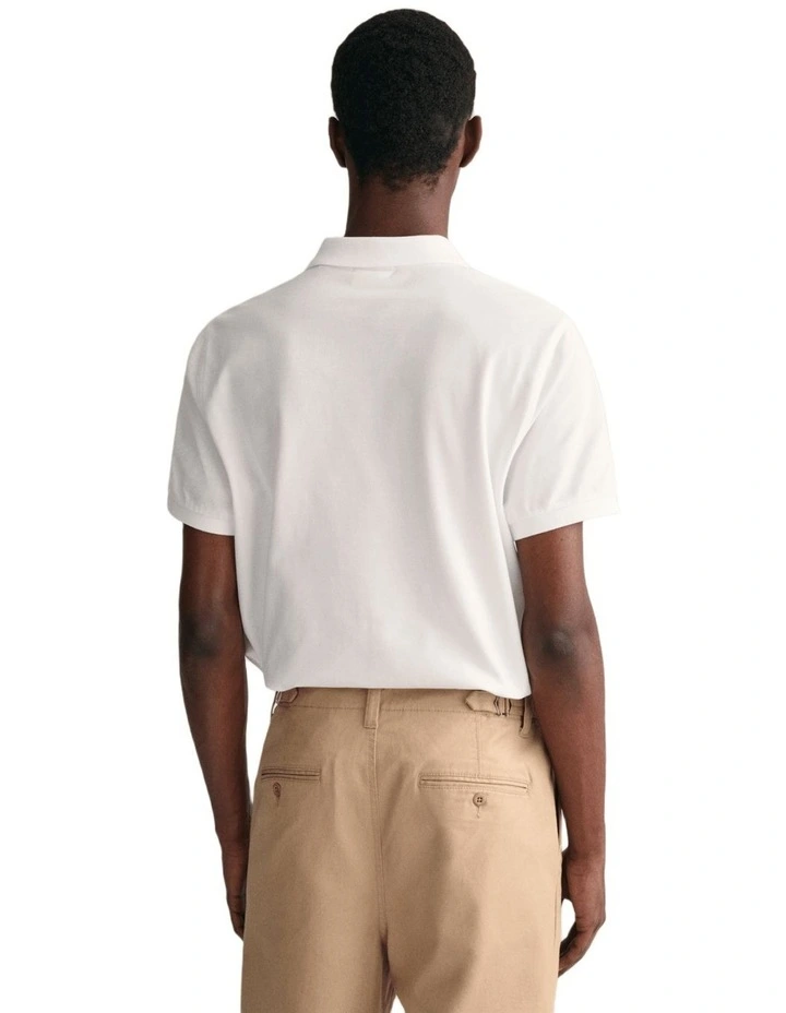 Regular Fit Shield Pique Polo Shirt in White
