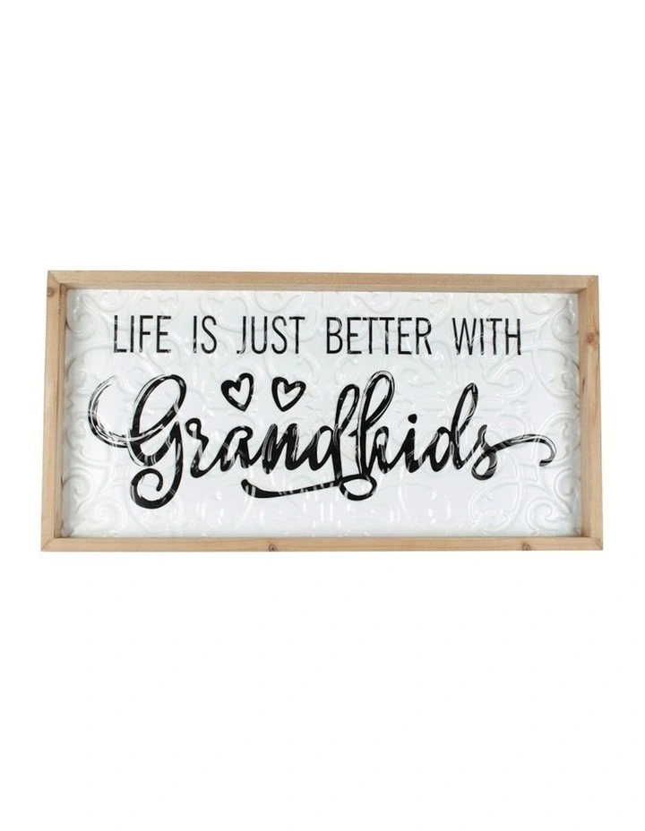 Grand Kids Timber Framed Wall Art in Black/Natural