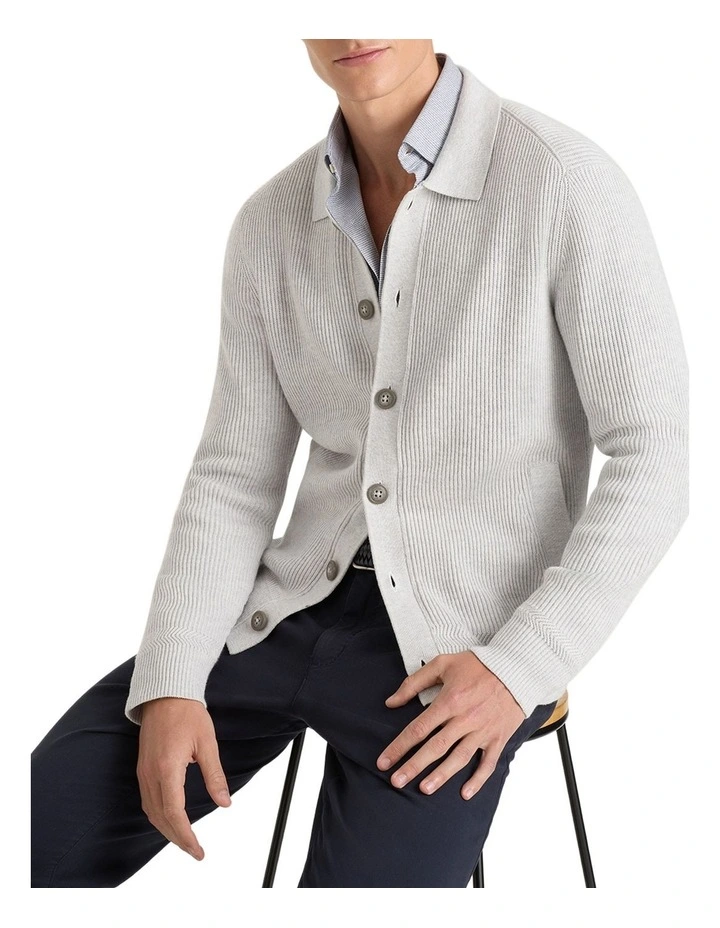 Davis Button Through Knit in Light Grey