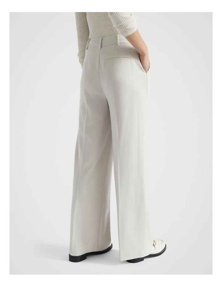 Button Front Pleat Trouser in Oat