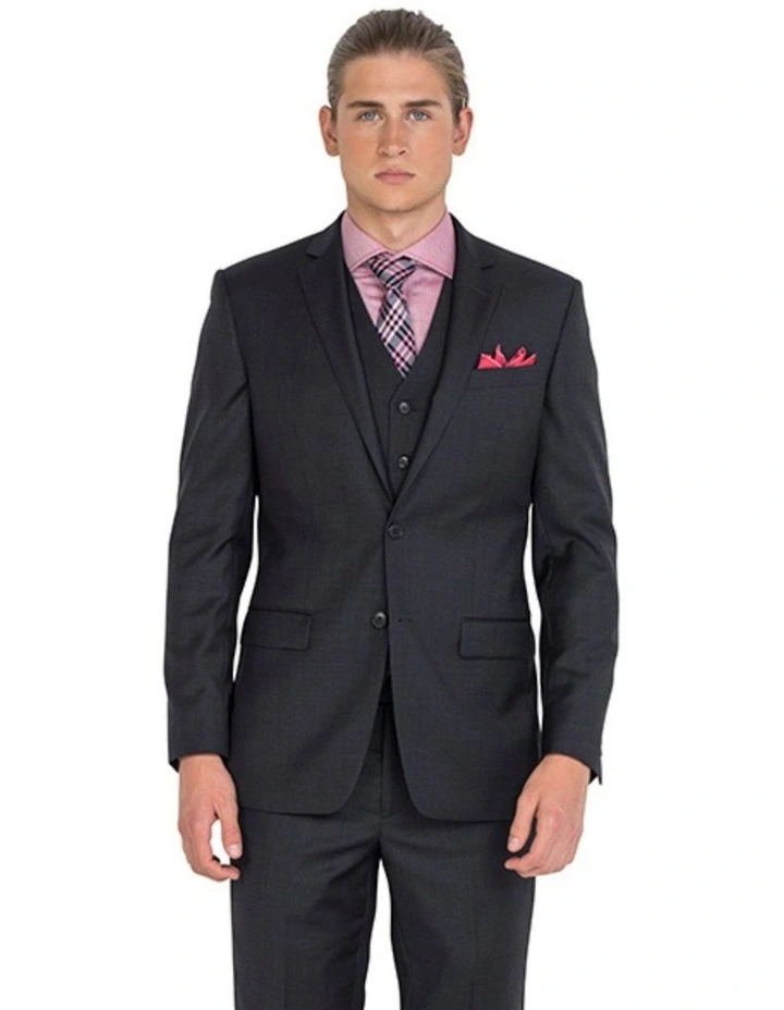 Classic Fit Wool Long Jacket in Charcoal