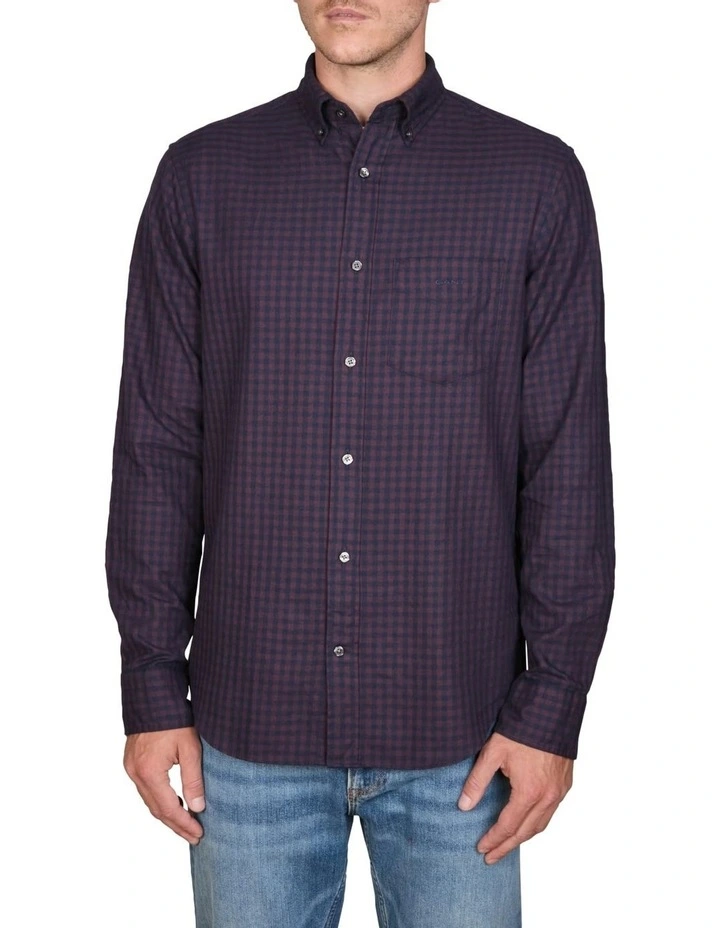 Regular Fit Jaspe Yarn Gingham Shirt in Plumped Red