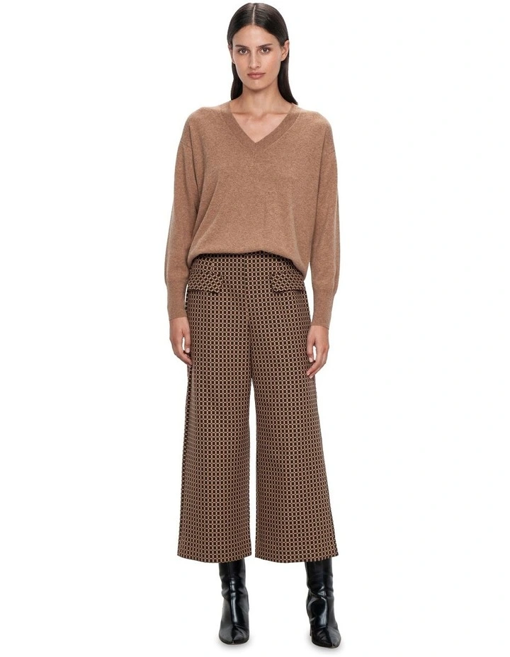 Deco Check Cropped Pants in Chocolate