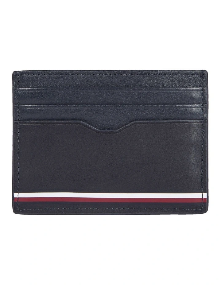 Colour-Blocked Leather Credit Card Holder in Blue