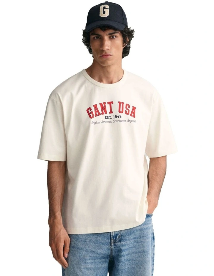 USA T-shirt in Cream