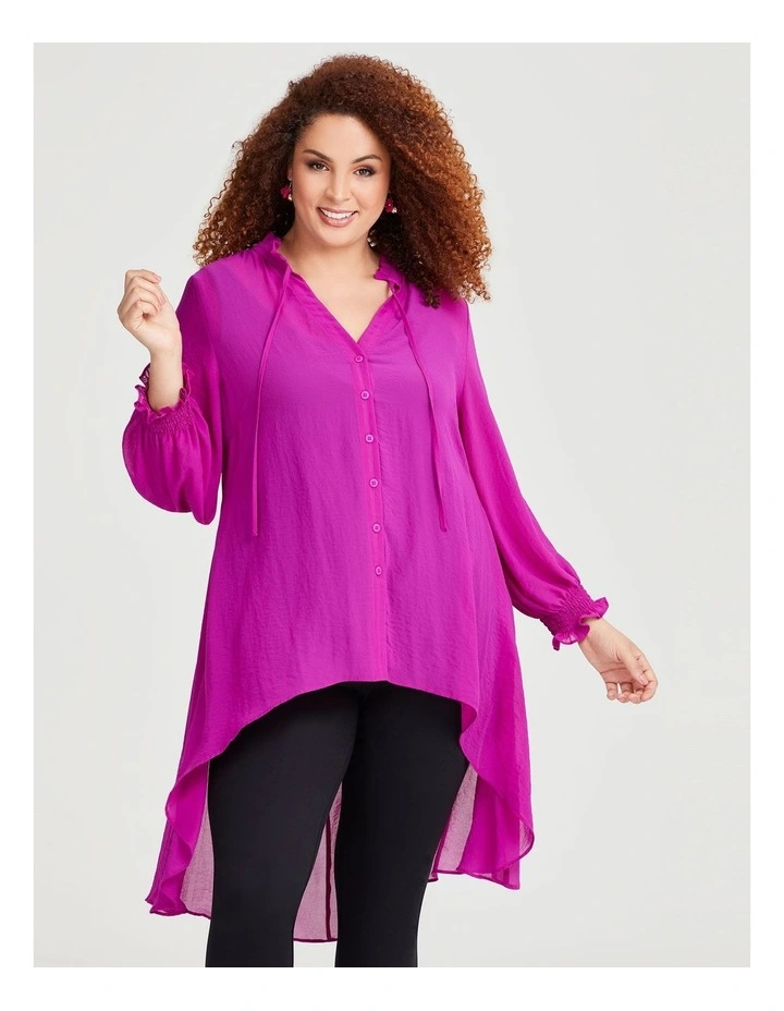Chiffon Dreamy Days Shirt in Fuchsia Rose